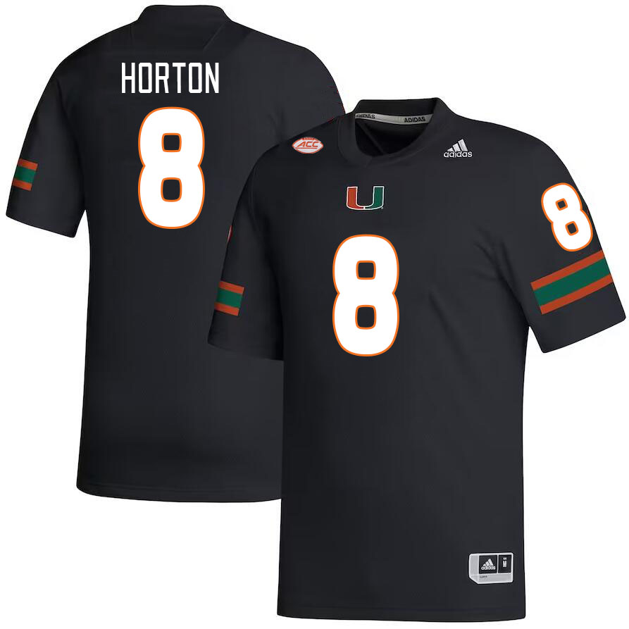 Men #8 Josh Horton Miami Hurricanes College Football Jerseys Stitched Sale-Black - Click Image to Close